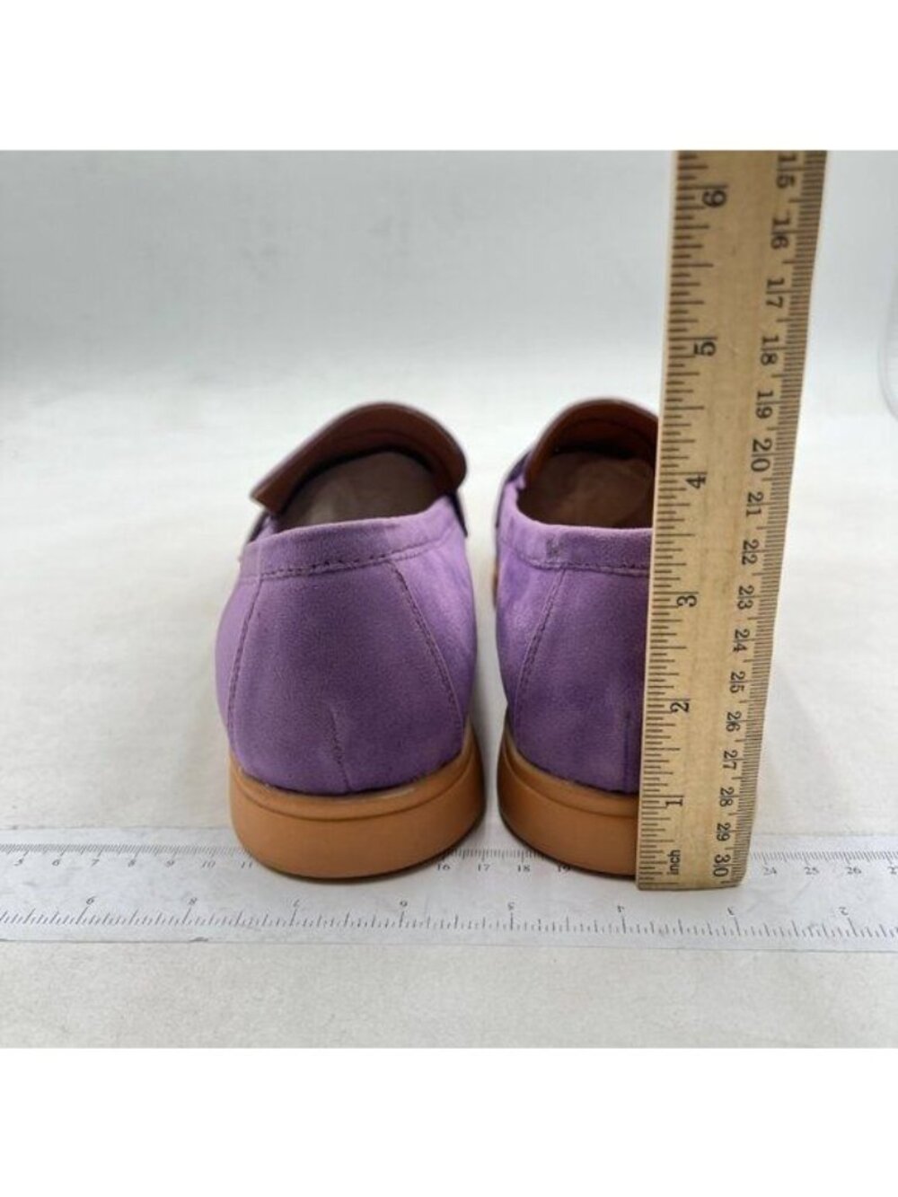Women's Lavender Suede Loafers with Metal Bit Accent - Picture 5 of 8